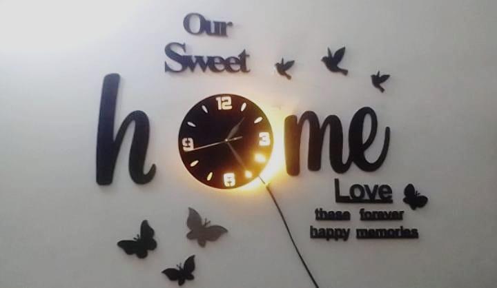 Our Sweet Home LED wall clock with birds and butterflies