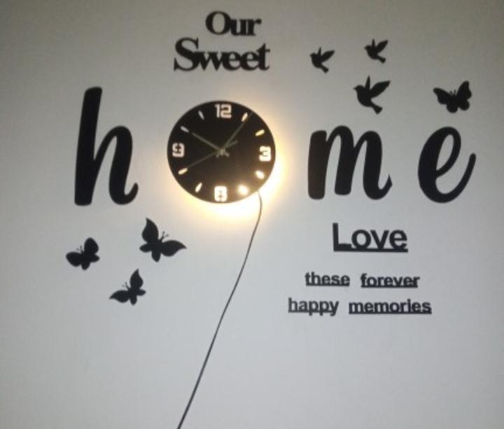 Our Sweet Home LED wall clock with birds and butterflies