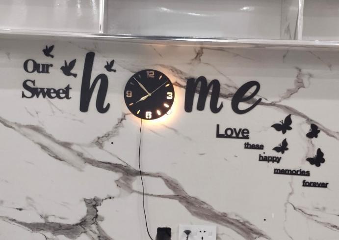 Our Sweet Home LED wall clock with birds and butterflies