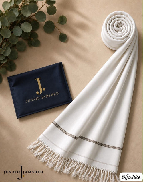 Men's Pure Wool Winter Shawl — 3 Gazz - Off White